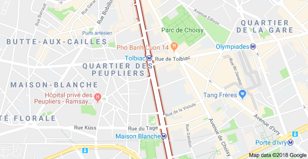 Carte de l'avenue à Paris 13