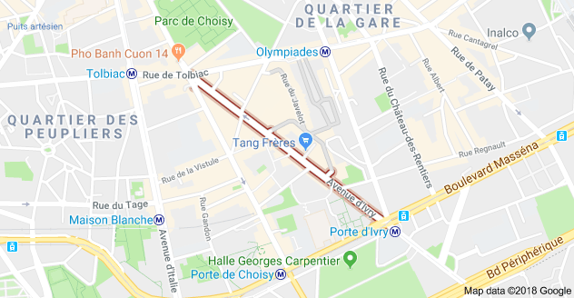 Carte de l'avenue - Paris 13ème